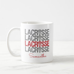 Red Distressed Lacrosse Word Coffee Mug