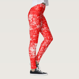 Red Distressed Look Leggings