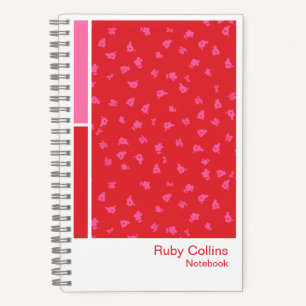 Red Ditsy Floral Vertical Palette Notebook