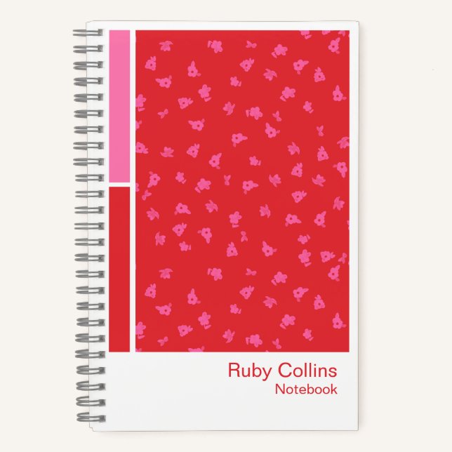 Red Ditsy Floral Vertical Palette Notebook (Front)