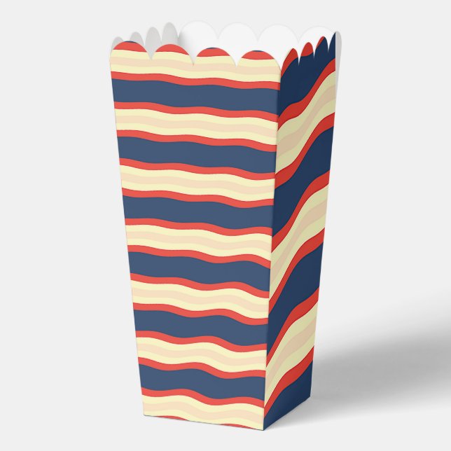 Red Dk Blue Creme Wavy   Favour Box (Front)