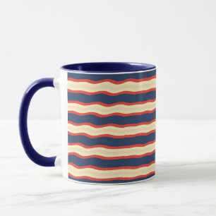 Red Dk Blue Creme Wavy Mug