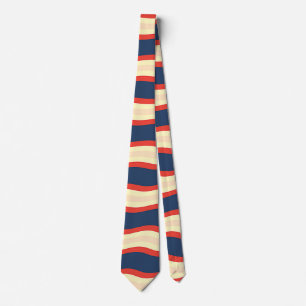Red Dk Blue Creme Wavy Tie