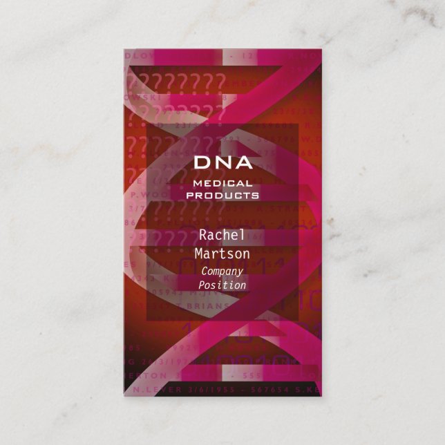 Red DNA Medical Science Modern Business Card (Front)