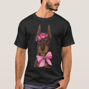 Red Doberman Flower Girl T-Shirt