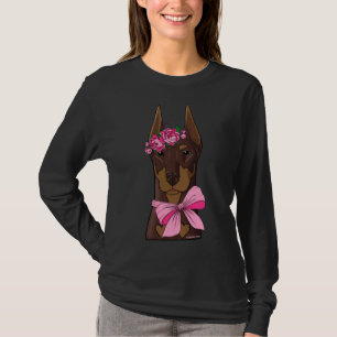 Red Doberman Flower Girl T-Shirt