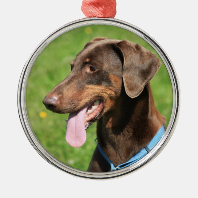 Red doberman metal tree decoration (Front)