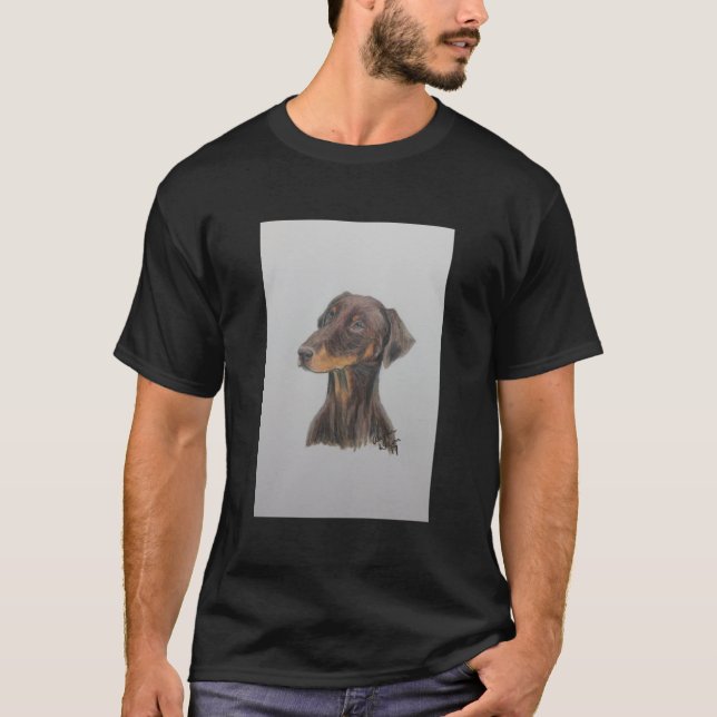 Red Doberman Natural Ears Scoop T-Shirt (Front)