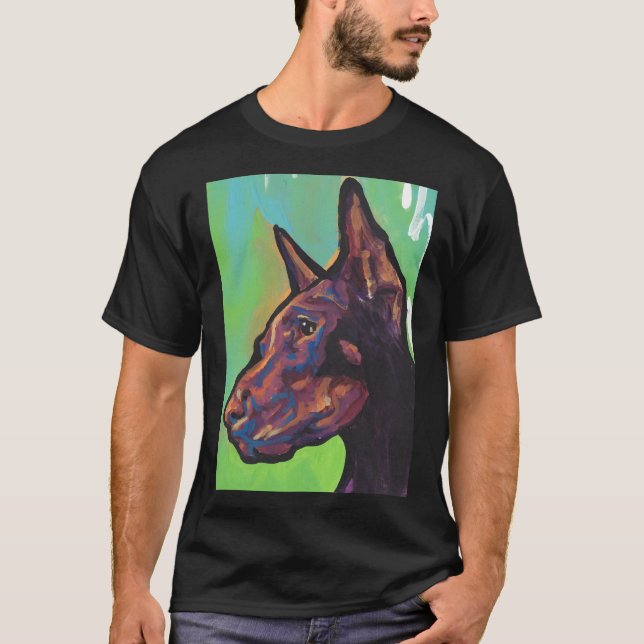 Red Doberman Pinscher Dog Bright Colourful Pop Dog T-Shirt (Front)
