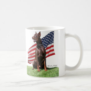 Red Dobermann and Flag Coffee Mug