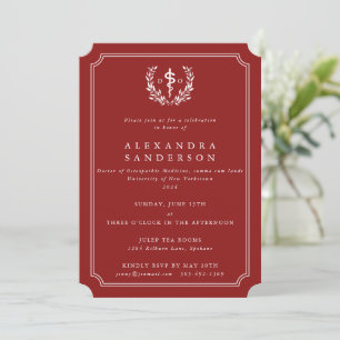 Red Doctor of Osteopathic Medicine Graduation Invi Invitation