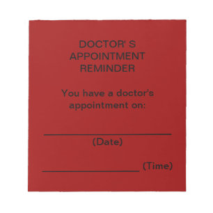 Red Doctor's Appointment Reminder Notepad