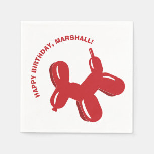 Red Dog Balloon Animal Birthday Party Napkin