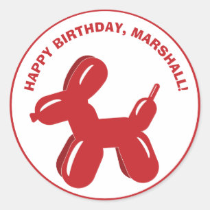 Red Dog Balloon Animal Sculpture Personalised Classic Round Sticker