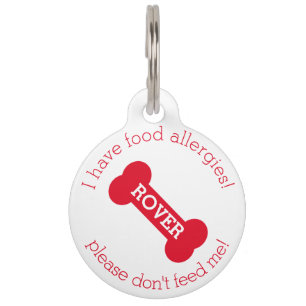 Red Dog Bone - Food Allergies Medical Alert Pet Tag
