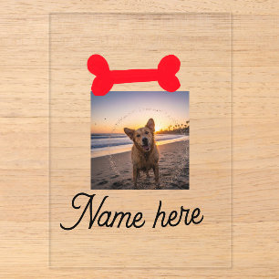 Red dog bone photo pet dog cat name simple gifts acrylic invitations