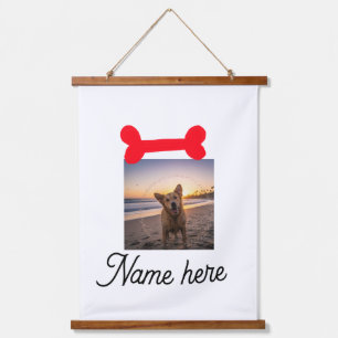 Red dog bone photo pet dog cat name simple gifts hanging tapestry