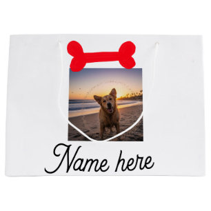 Red dog bone photo pet dog cat name simple gifts large gift bag