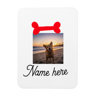 Red dog bone photo pet dog cat name simple gifts  magnet