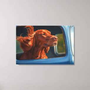Red Dog Enjoying Scenic Car Ride Art Print