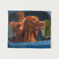 Red Dog Enjoying Scenic Car Ride Art Print