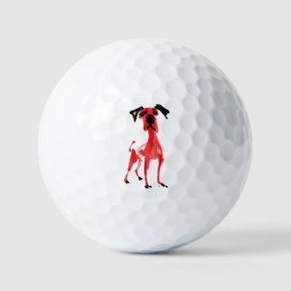 Red Dog | Expressive Red & Black Dog Art Golf Ball