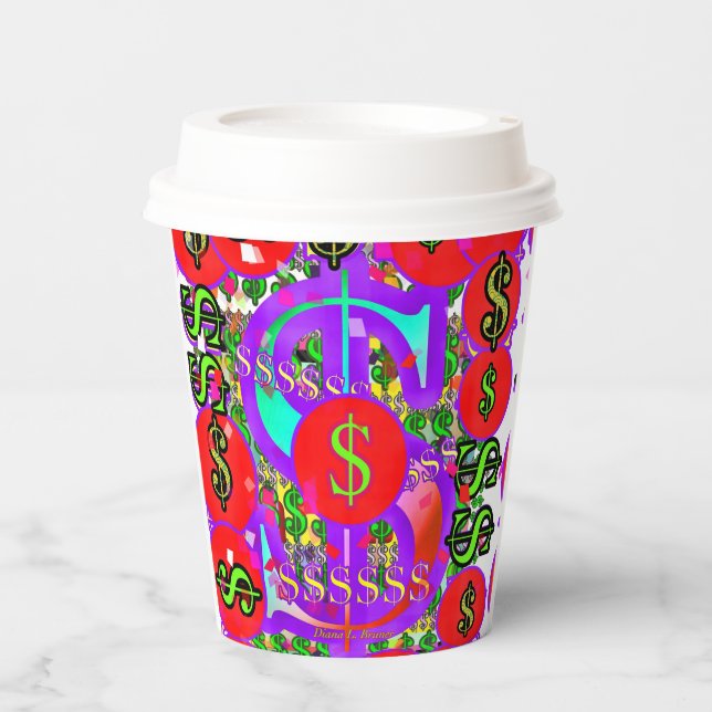 Red Dollar Signs  Paper Cups (Front)