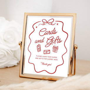 Red Doodle Cards and Gifts Display Poster