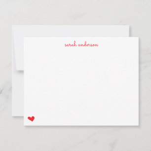 Red Doodle Heart Personalized Stationery Card