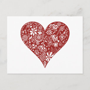 Red Doodle Heart Postcard