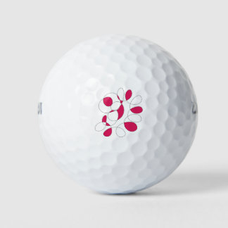 Red doodle pattern golf balls