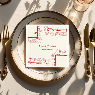 Red Doodle Thats Amore Italian Bridal Shower Napkin