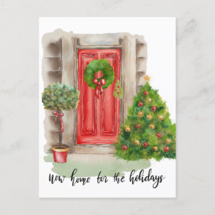 Red Door Christmas New Home For The Holidays Announcement Postcard