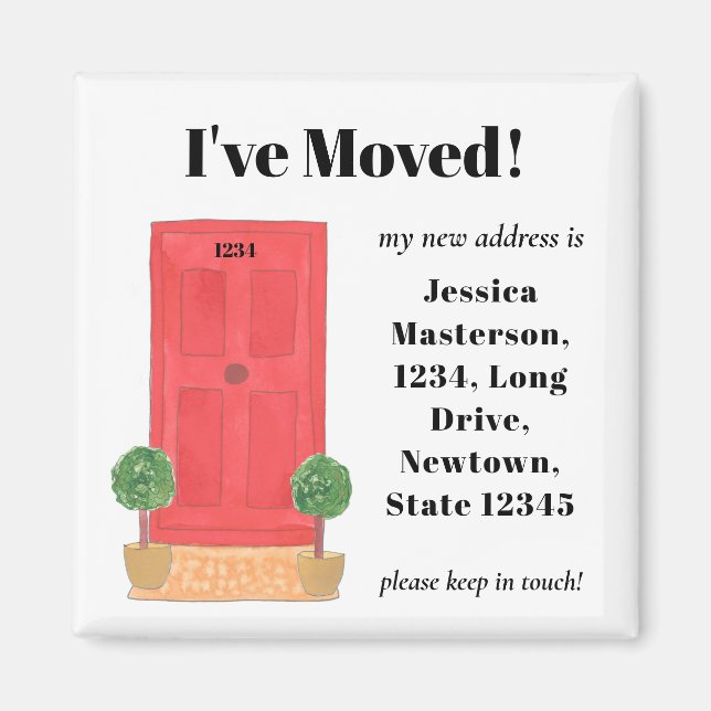 Red Door I've Moved   Magnet (Front)