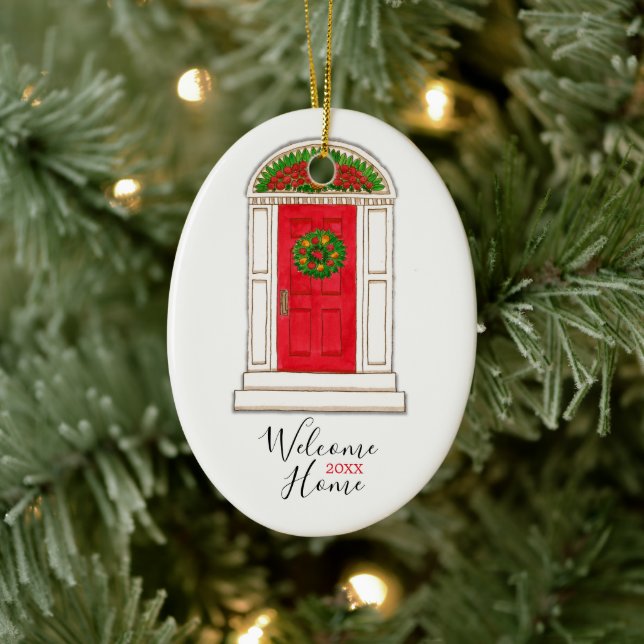 Red Door New Home Ceramic Tree Decoration (Tree)