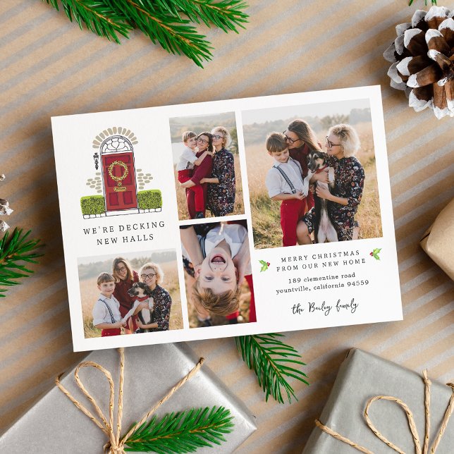 Red Door | New Home Photo Collage Holiday Card (Creator Uploaded)