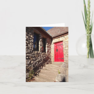 Red Door On Stone Church Inspirational Note Card