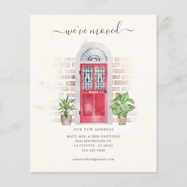 Red Door We've Moved Address Moving Announcement Flyer (Front)