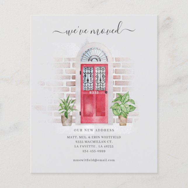 Red Door We've Moved Address Moving Announcement Flyer (Front)