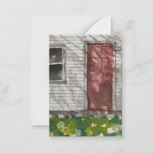 Red Door White House Watercolor Art Card