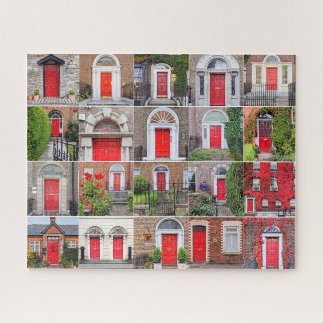 Red Doors of Dublin Ireland Jigsaw Puzzle (Horizontal)