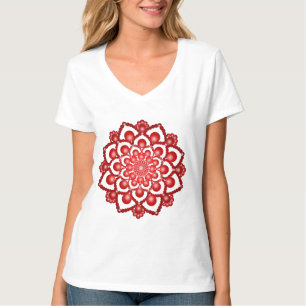 Red Dot Mandala Flower T-Shirt