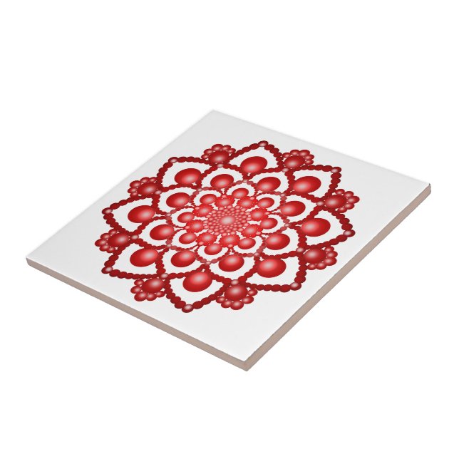 Red Dot Mandala Flower Tile (Side)