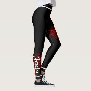 Red Dot Pattern with Name on BLACK or Your Col. Leggings