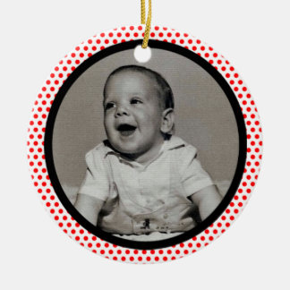 Red Dots Black Trim Ceramic Tree Decoration