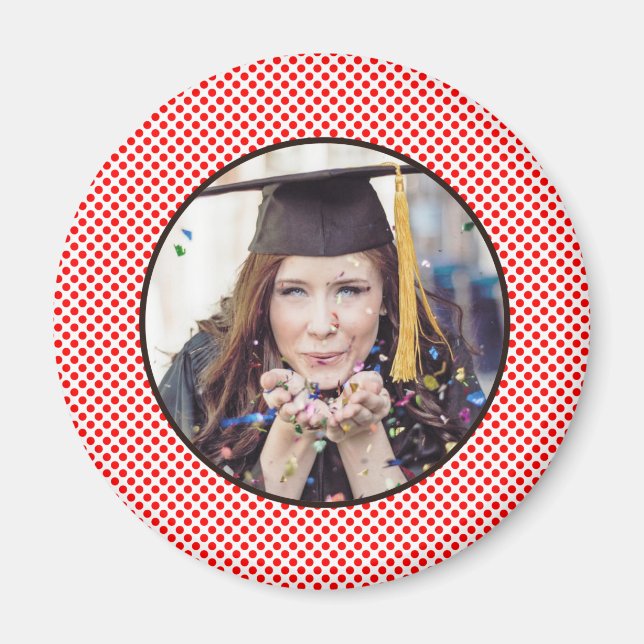 Red Dots Black Trim Photo Frame Magnet (Front)