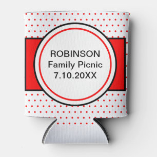Red Dots Family Picnic Date Can Cooler