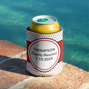 Red Dots Family Reunion Date Can Cooler