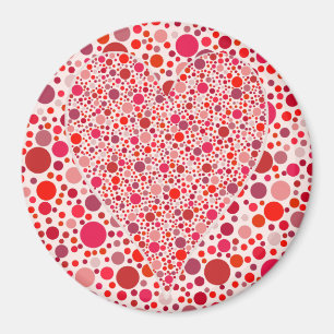 Red dots mosaic Heart Shape pink polka dots Magnet