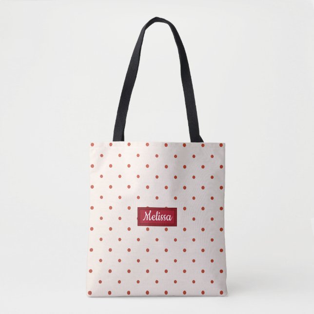 Red Dots Pattern Christmas Tote Bag (Front)